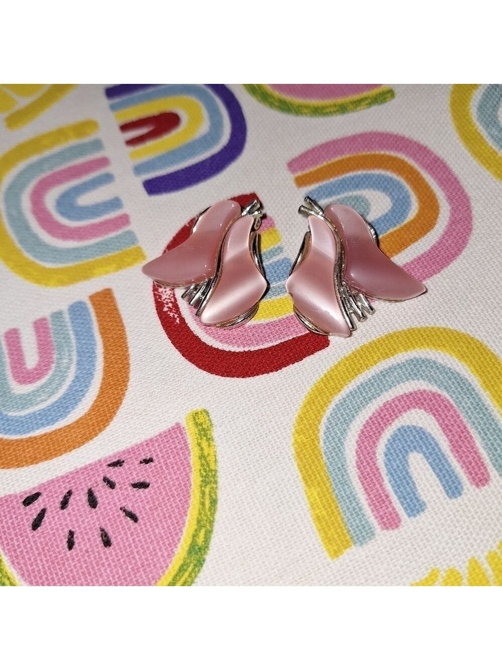 Vintage Pink Clip On Earrings Jewelry